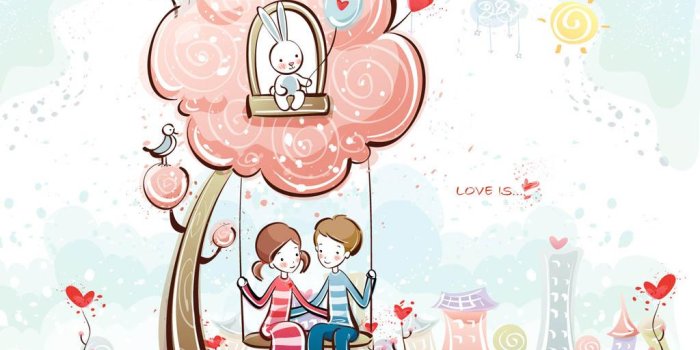 1024x768 Wallpaper - Cartoon Cute Sweet Couple, Hd Wallpapers & backgrounds