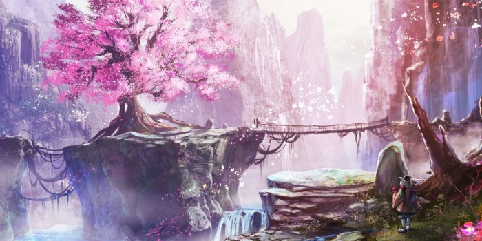 2880x1800 Anime Cherry Blossom Tree HD wallpaper