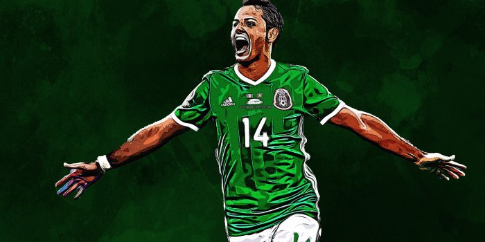 3840x2400 Download wallpapers Chicharito, Javier Hernandez, 4k, grunge art