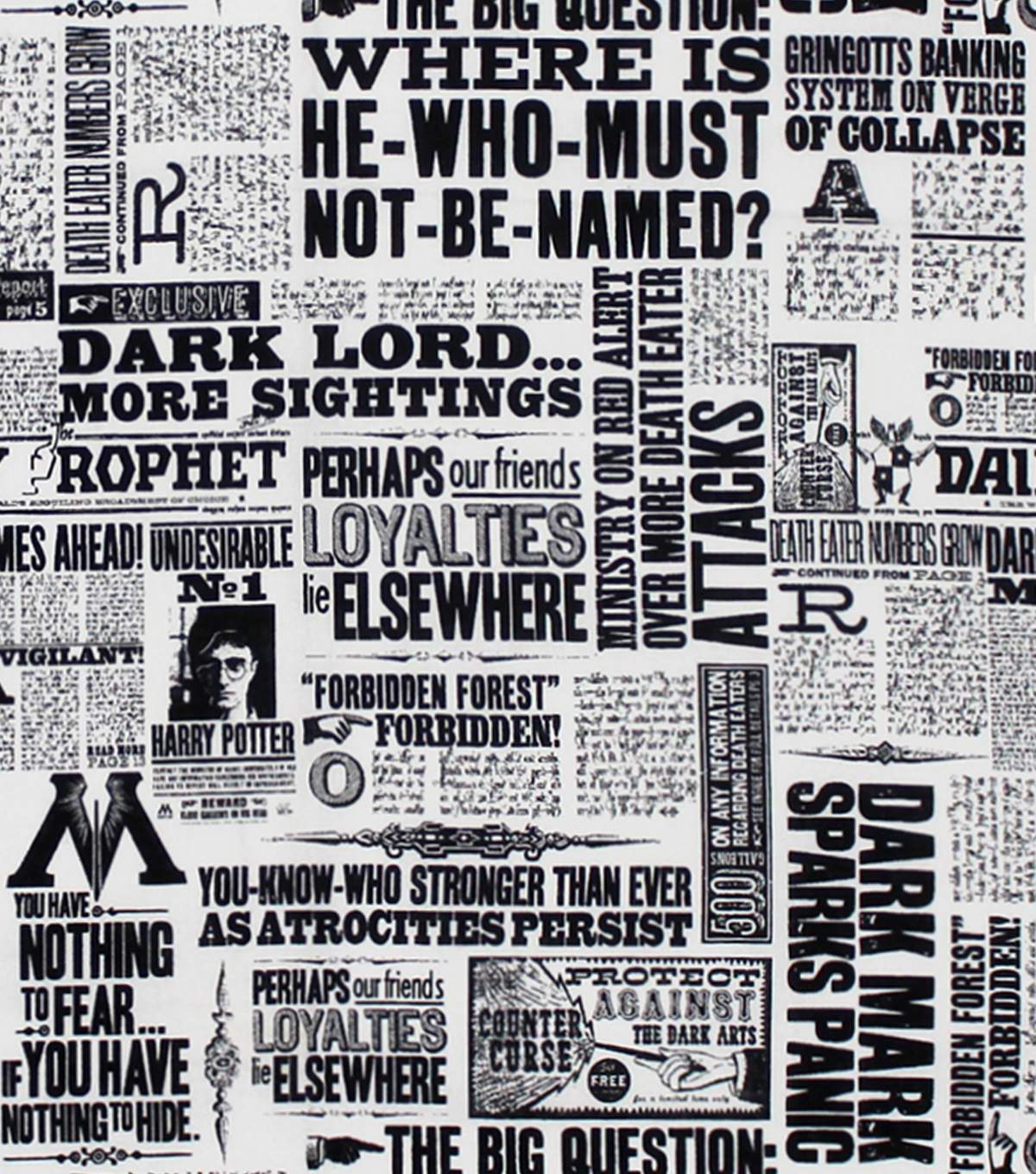 1200x1360 Harry Potter Cotton Fabric -Newspaper