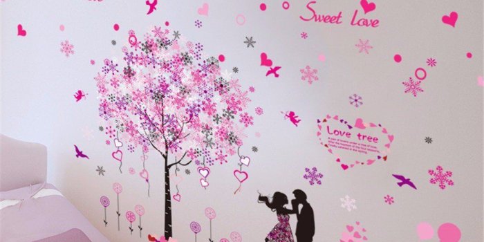 1000x1000 Amazon.com: Bomeautify Murals Wall Stickers Romantic Love Tree Paper