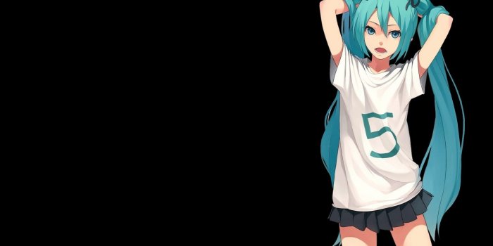 1920x1200 Vocaloid, Hatsune Miku, twintails, shorts, simple background, anime