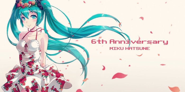 1332x850 Wallpaper look, girl, smile, petals, vocaloid, hatsune miku