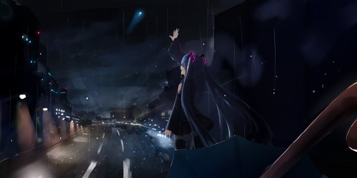 2840x1240 anime, Hatsune Miku, Rain, Crying, Vocaloid 4K HD wallpaper | 2840x1240