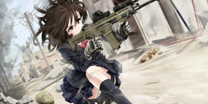 1920x1080 anime girl with guns wallpaper for dekstop | anime | Anime warrior