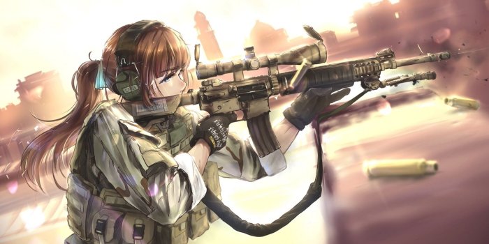 1920x1080 HD wallpaper: anime, anime girls, weapon, gun | Wallpaper Flare