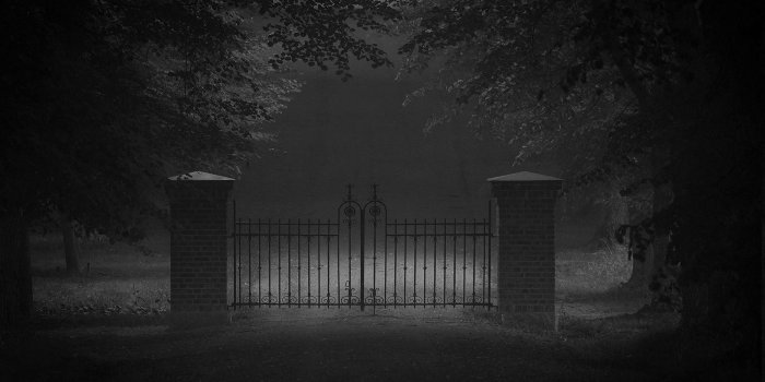 1800x1125 nature, Landscape, Monochrome, Dark, Trees, Door, Road, Grass, Gates