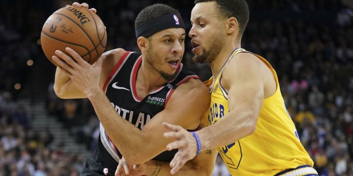 1200x800 Warriors Steph Curry and Blazers Seth Curry swap jerseys - Golden