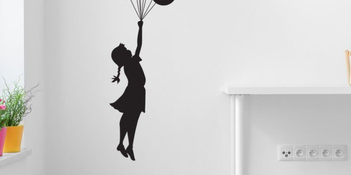 1000x1000 Style and Apply 'Flying Balloon Girl' by Banksy Vinyl Wall Decal