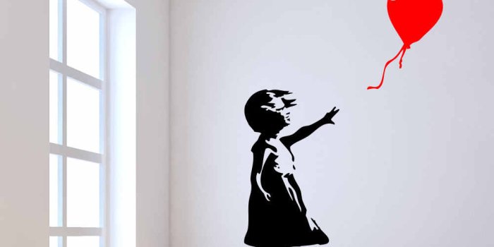1000x1000 Banksy Childhood Wall Decal Girl With Balloon Urban Graffiti Vinyl Wall  Stickers For Kids Rooms Nursery Home Decor Mural SYY661