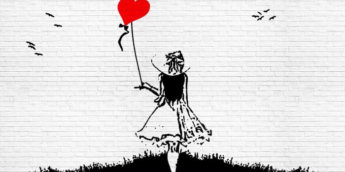 1600x977 Photo Wallpaper Mural 20200_P A Girl with Balloon Banksy Wall white Brick  Girl