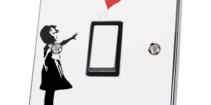 1300x975 Buy Banksy Girl Red Heart Balloon Graffiti Light Switch & Power