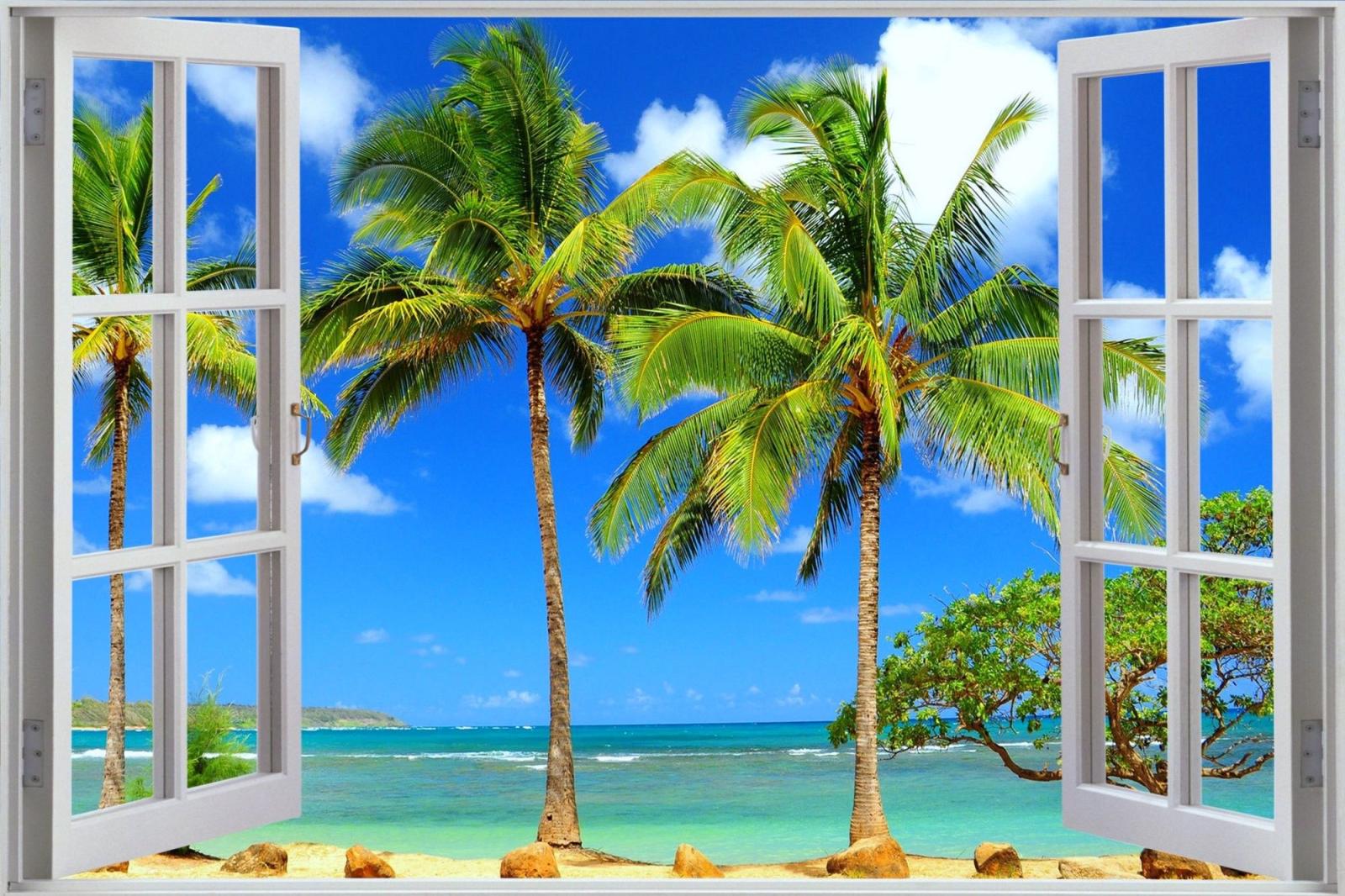 2000x1333 Window to Tropical Beach HD Wallpaper | Background Image | 2000x1333