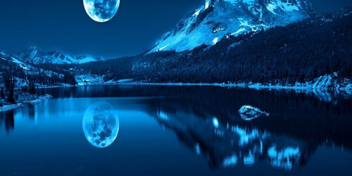 1280x1024 Free download HD wallpaper Beautiful Blue Moon Over Lake Nature