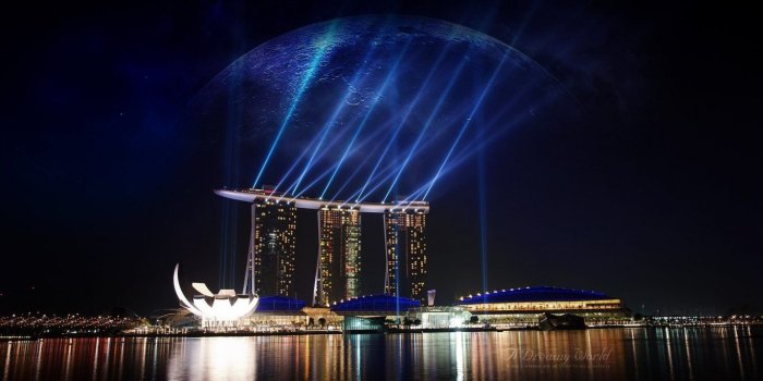 1366x768 Monuments: Marina Bay Singapore Water Architecture Monuments
