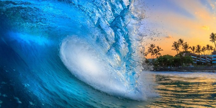 1920x1200 nature, Landscape, Sunrise, Waves, Beach, Hawaii, Building, Palm