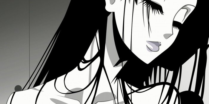 1332x850 Wallpaper girl, mood, black and white, manga images for desktop