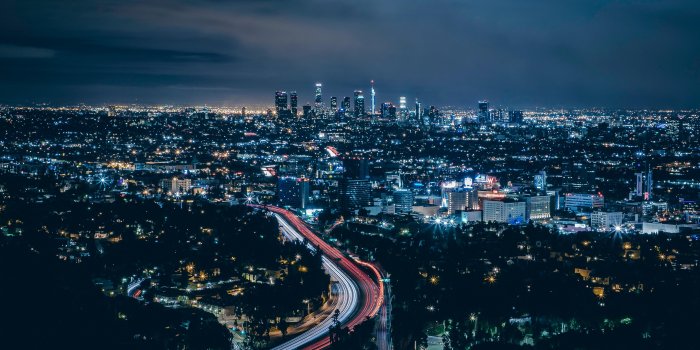 5040x3360 wallpaper los angeles, usa, skyscrapers, night, top view HD
