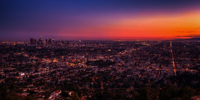 3840x2160 Bird's eye view photo of city, city, urban, sunset, Los Angeles HD