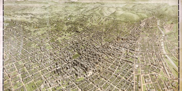 3500x2200 Los Angeles Birds-Eye view - 1909 - Wall Map Mural