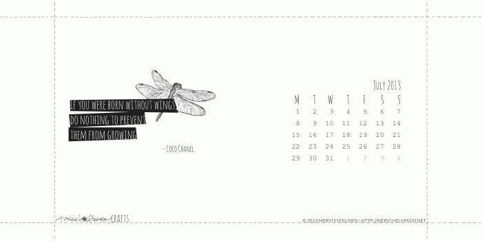 2560x1440 Free printable and desktop wallpaper calendar, July 2013 - Mervi