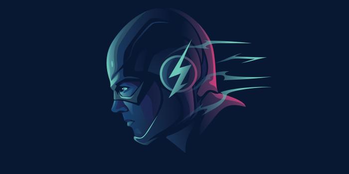 3840x2400 Download wallpapers Flash, 4k, minimal, superheroes, blue background
