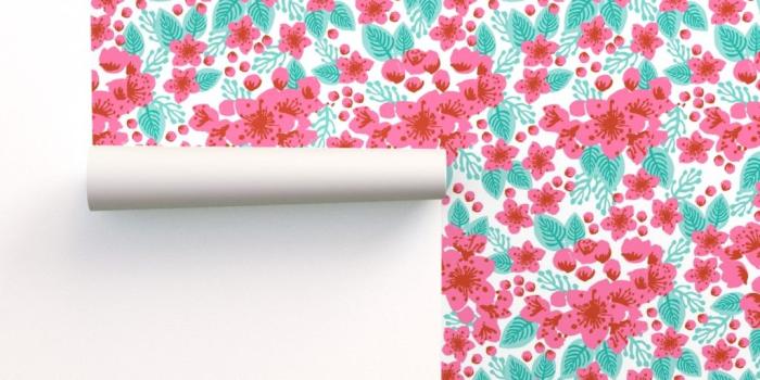 1024x1024 cherry blossoms pink and green flowers on Isobar by charlottewinter