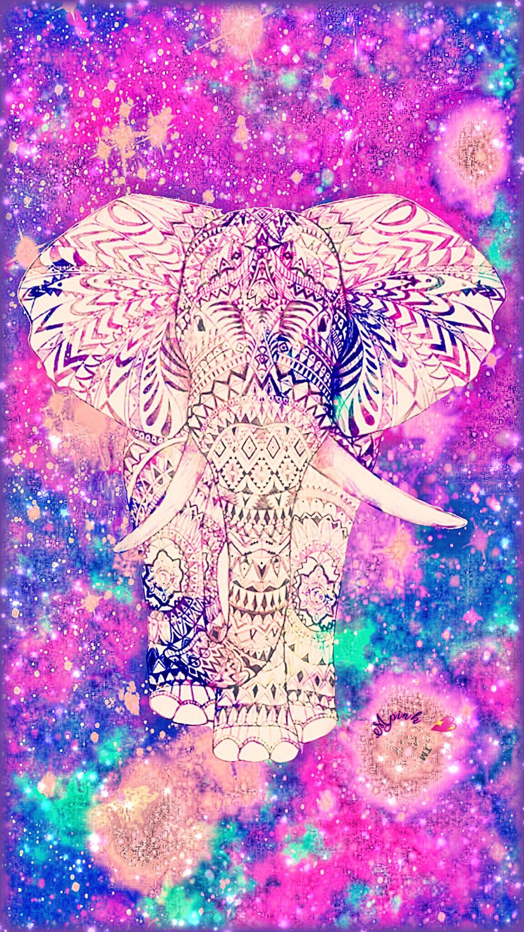 1080x1920 Pastel Tribal Elephant Galaxy Wallpaper #androidwallpaper