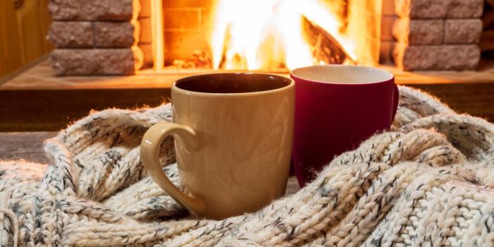1332x850 Wallpaper winter, love, fire, scarf, pair, fireplace, love, hot, two