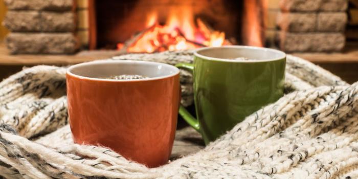 1332x850 Wallpaper winter, love, fire, scarf, pair, fireplace, love, hot, two