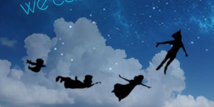 1024x768 dream Disney Peter pan fly sky night nightsky...