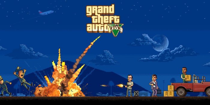 1332x850 Wallpaper The game, Police, The explosion, Art, Pixels, 8bit