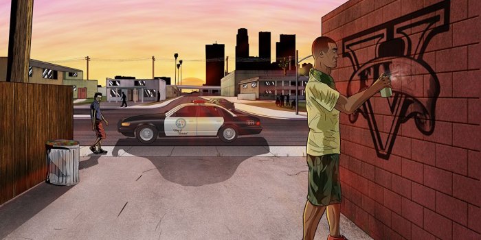 1280x828 Photos GTA 5 Police Games Graffiti Vector Graphics