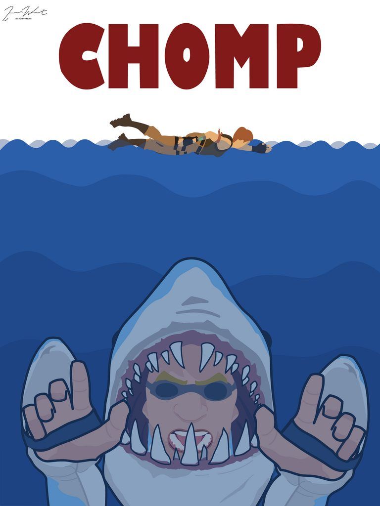 768x1024 Jaws” themed poster I made based off a Fortnite skin called “Chomp