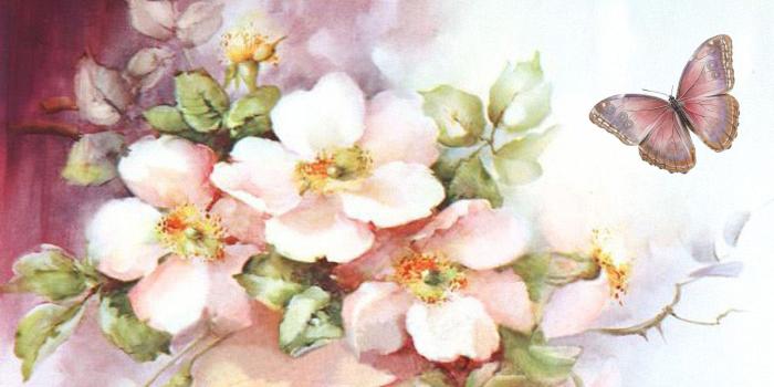 1920x1080 Soft Roses Summer Butterfly Flowers Spring Wild Painting Vintage