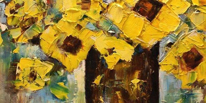 940x940 Oil Painting Wallpaper - Yellow Flower Wallpaper Painting (#58076