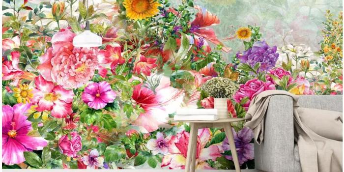 1034x849 3d wallpaper custom photo Fresh hand painted watercolor cartoon flowers  idyllic background home decor 3d wall murals wallpaper for walls 3 d