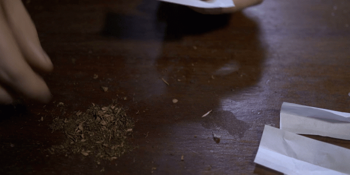 1920x1080 Close-up male hands rolling marijuana cigarette on the table. Addict making  cannabis joint at home to smoke weed. Social issues and drug addiction  concept