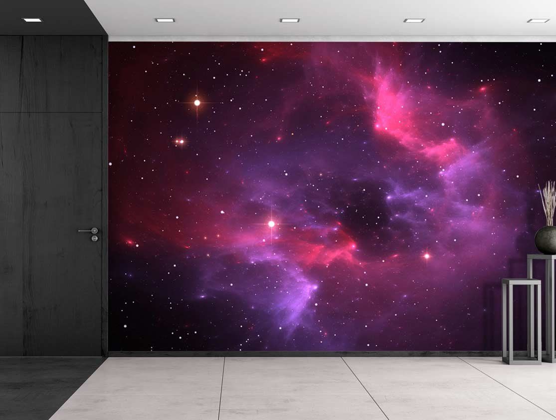 1115x842 wall26 - Pink and Purple Galaxies in a Sea of Stars - Wall Mural, Removable  Sticker, Home Decor - 66x96 inches