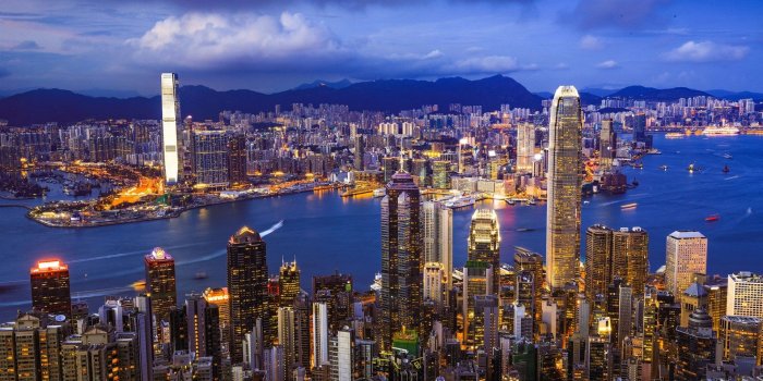 1920x1200 Wallpaper Hong Kong, skyline, city, night, skyscrapers, lights