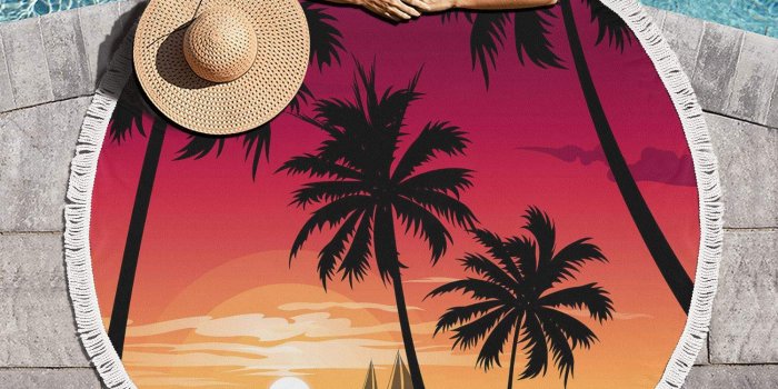 1500x1500 Amazon.com: FCVZHAN Beach Blankets Palm Tree Sunset Wallpaper