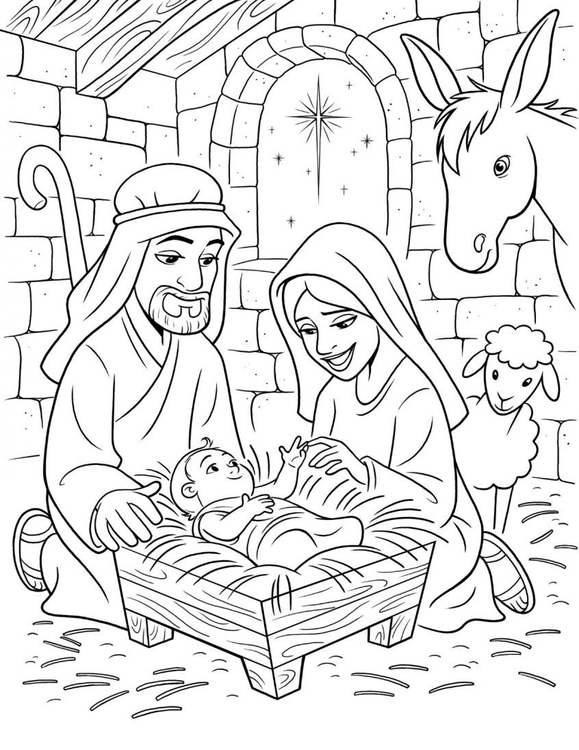 846x1095 Coloring: Nativity Coloring Page Wallpaper Jesus Bible Pages The