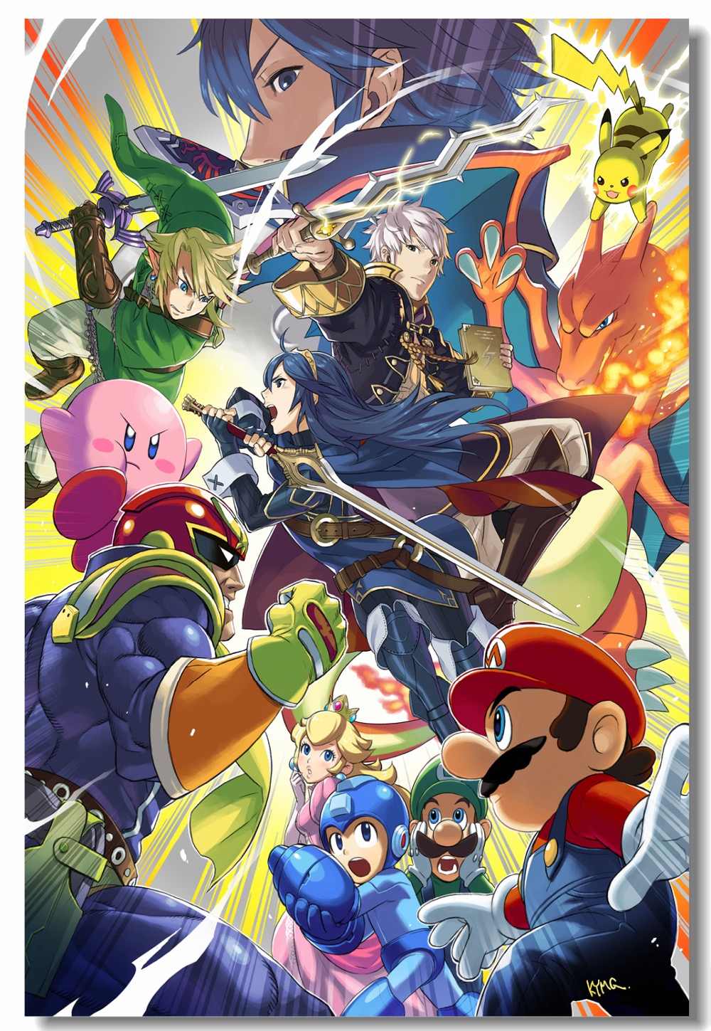 1000x1449 Custom Canvas Wall Decals Super Smash Bros WiiU 3DS Poster Super Mario  Zelda Game Wall Stickers Mural Kids Room Wallpaper #0491#