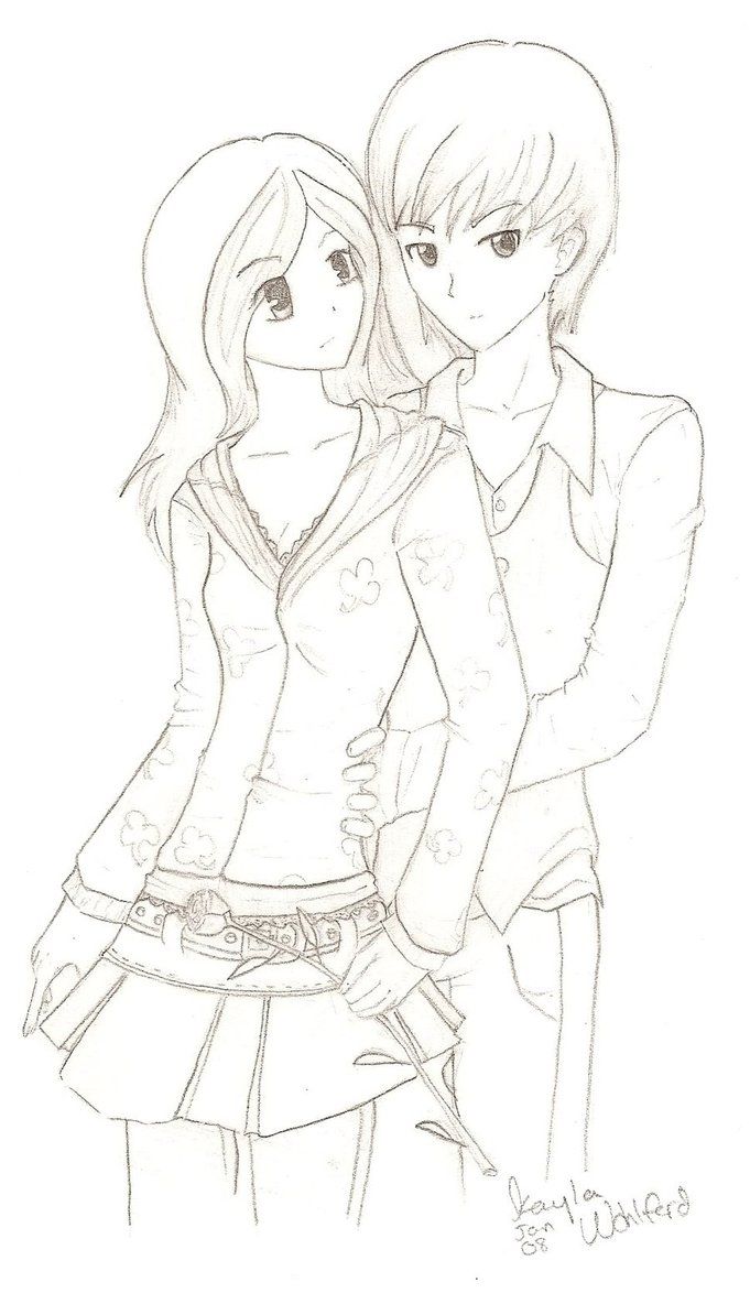 681x1174 Anime Drawings Chibi Couple Easy Boy Step Holding Hands Black And