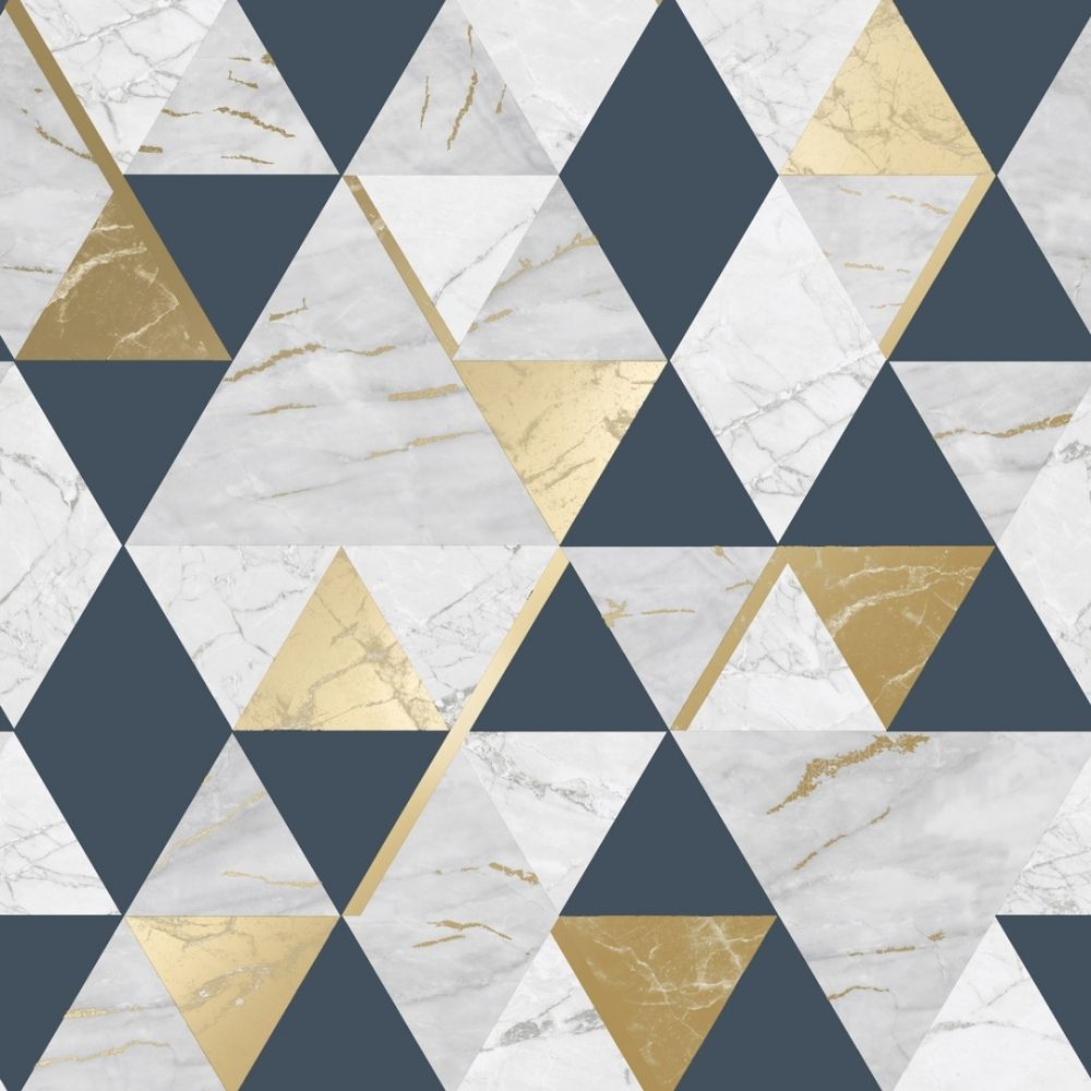 1000x1000 House of Alice Onyx Marble Metallic Wallpaper Navy Blue Gold