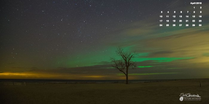 1920x1080 April 2016 Calendar Desktop Wallpaper – Northern Lights Holland