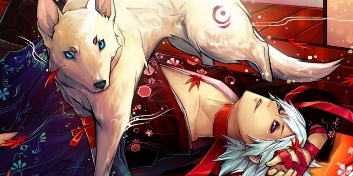 1920x1450 Art, Belt, Boy, Kimono, Leaves, Sasa, The Wolf, Udonnodu, Xaine