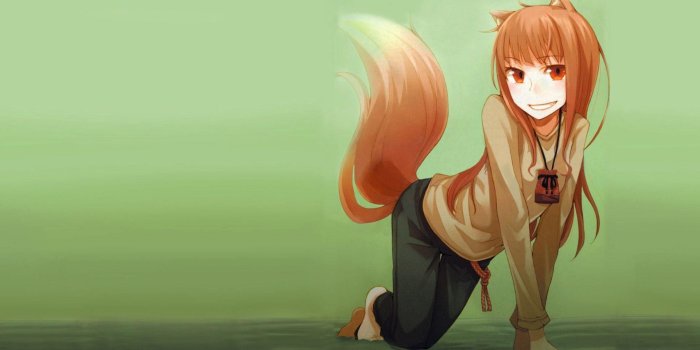 1920x1080 Wallpaper anime space Spice and Wolf boy girl screenshot