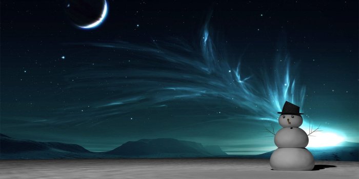 1920x1080 Snowman And The Northern Lights On Christmas Wallpapers And Images