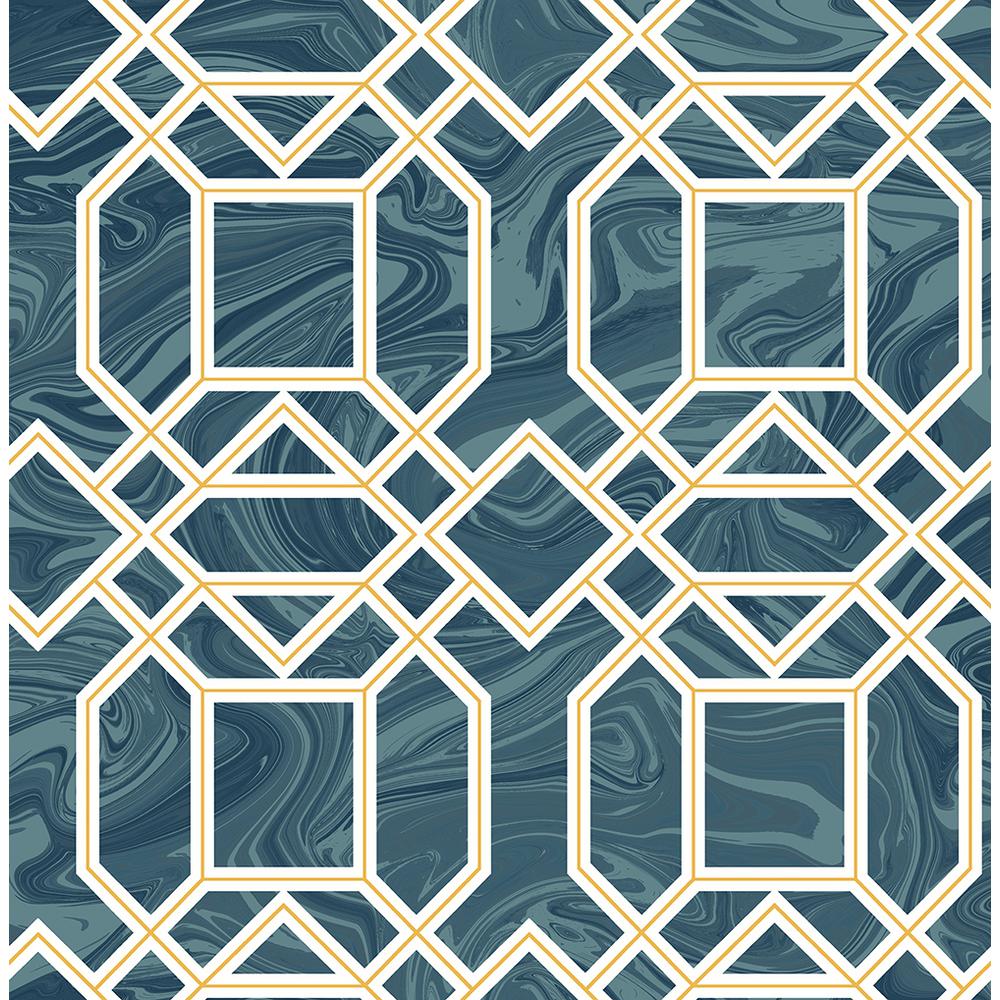 1000x1000 8 in. x 10 in. Daphne Blue Trellis Wallpaper Sample